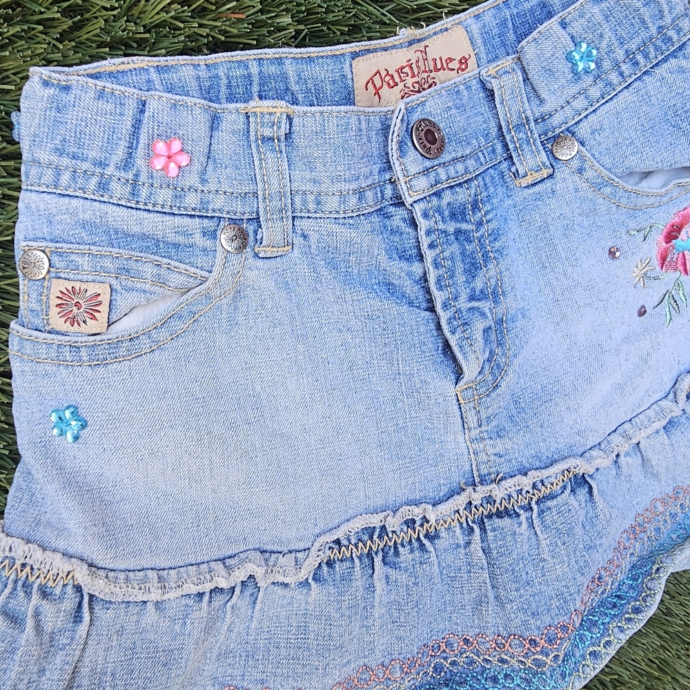Vintage Paris Blues Y2k Kid Skirt